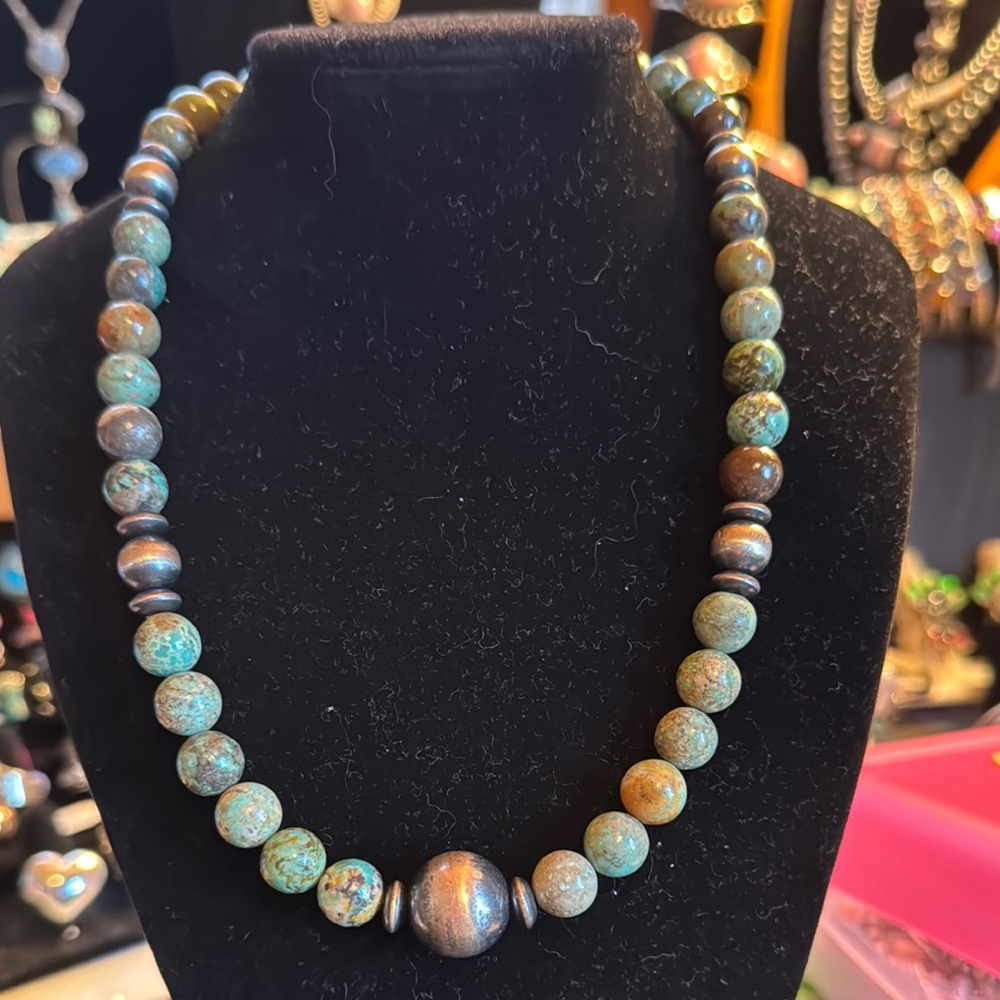 Royston Turquoise and desert pearls Necklace